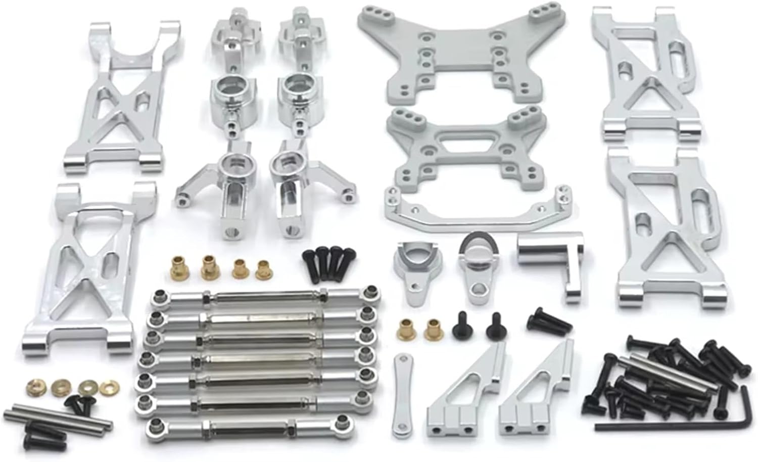 RC Repairs Spare Parts For WLtoys 104001 104002 1/10 Metal Upgrade Replacement Vulnerable Set Remote Control Car Accessories(Silver)