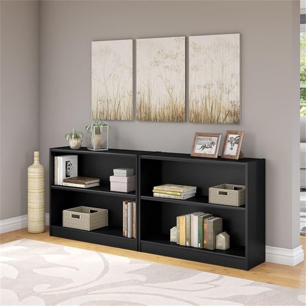 Scranton & Co Furniture Universal 2 Shelf Bookcase in Classic Black (Set of 2)
