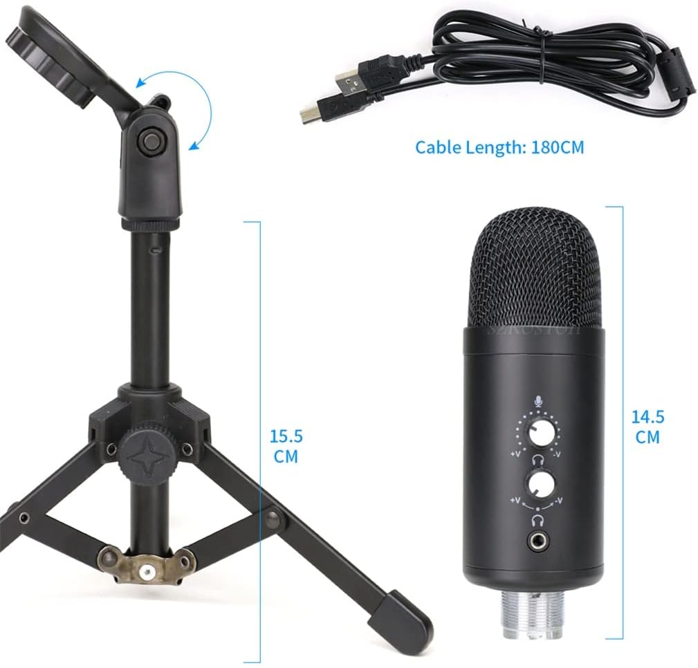 Professional Streaming Studio Condenser Microphone Game USB Microphone, Computer Singing Microphone with Stand (Color : D, Size (D
