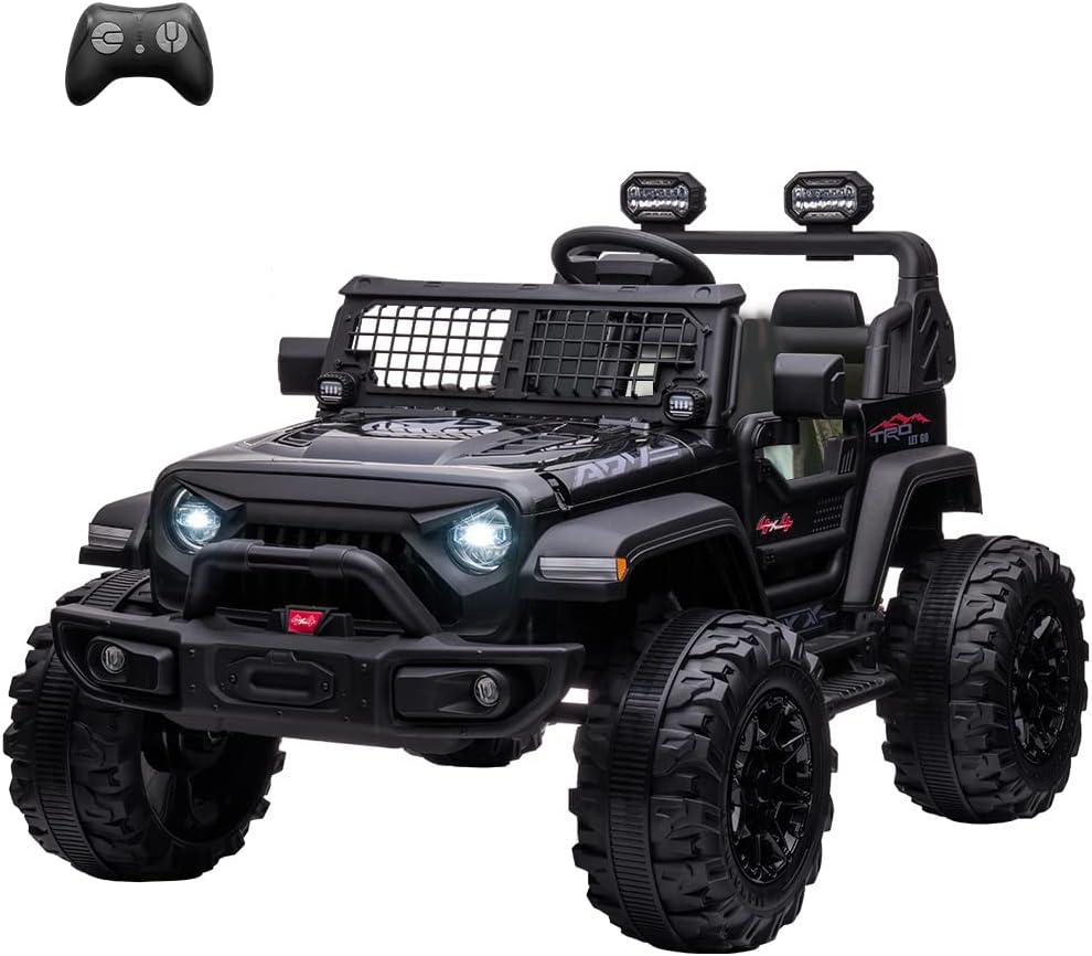 24V Kids Ride On Car with Remote Control, Slow Start Park, Cool LED Lights, Front Storage, Bottle Holder, Central Control, Bluetooth, USB, 2Seats Electric Vehicle for Toddlers with 2 Safe Belts