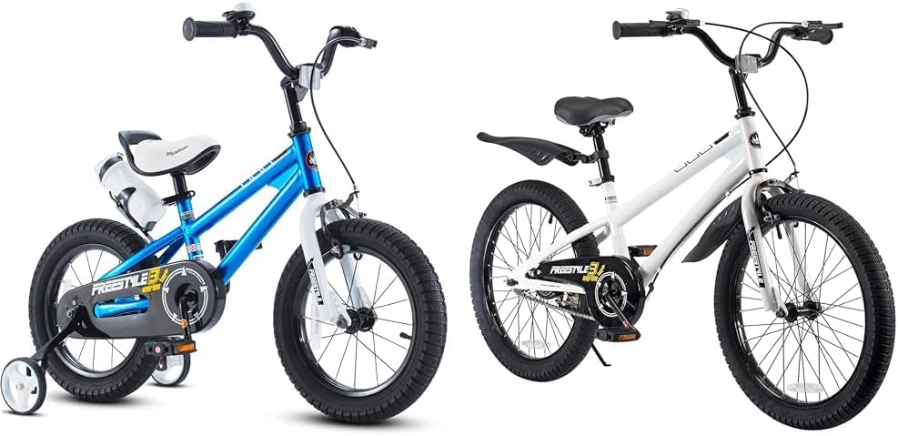 Royalbaby Freestyle Kids Bikes 14 Inch & 20 Inch Wheel Bicycle Bundle with Training Wheels and Hand Brakes for Boys Girls Ages 3-10 Years