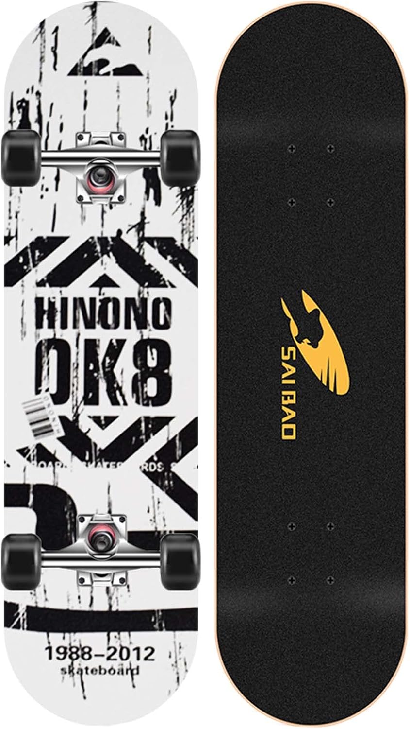 Skateboard - 31Inch Standard Skateboards for Kids Boys Girls Youths Beginners Starter, 7 Layer Maple Double Kick Concave Skateboard