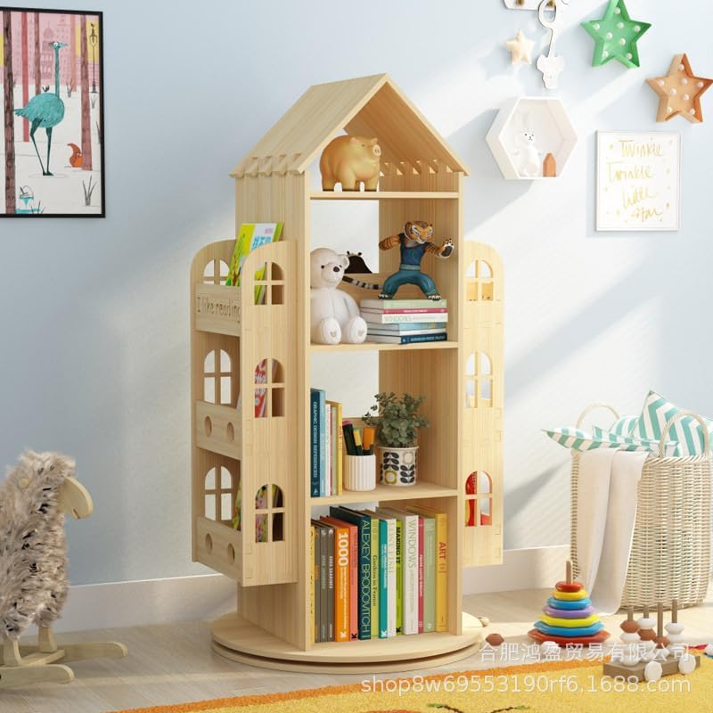 ZLGONRL Children's Rotating Bookshelf 360 Rotating Display Bookcase Floor Standing Bookcase Shelf Freestanding Display Rack