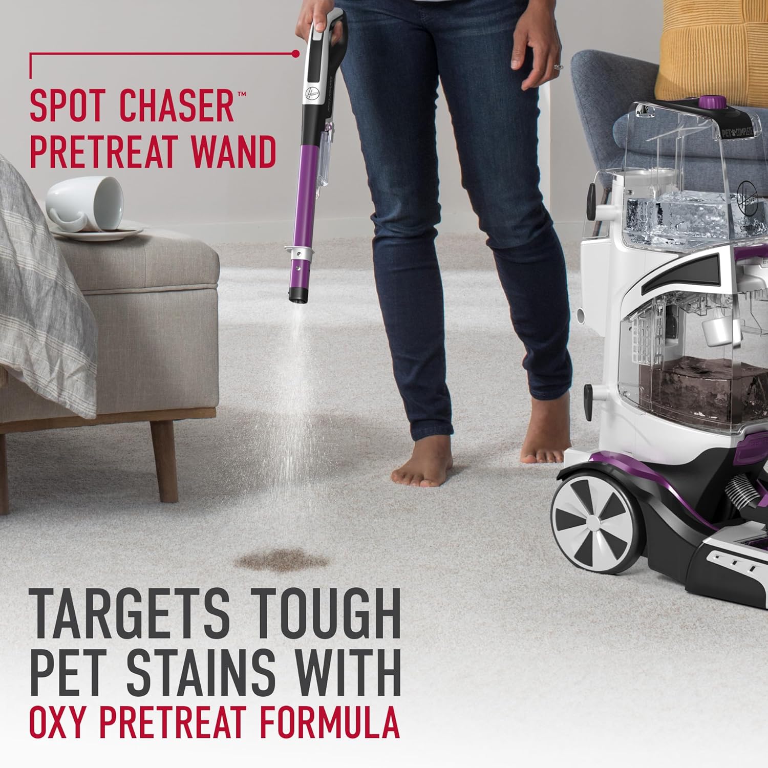 Hoover SmartWash Pet Automatic Carpet Cleaner Machine, with Spot Chaser Stain Remover Wand + 64 oz Everyday Carpet Cleaner Solution, Deep Cleaning Carpet Shampoo, AH31924