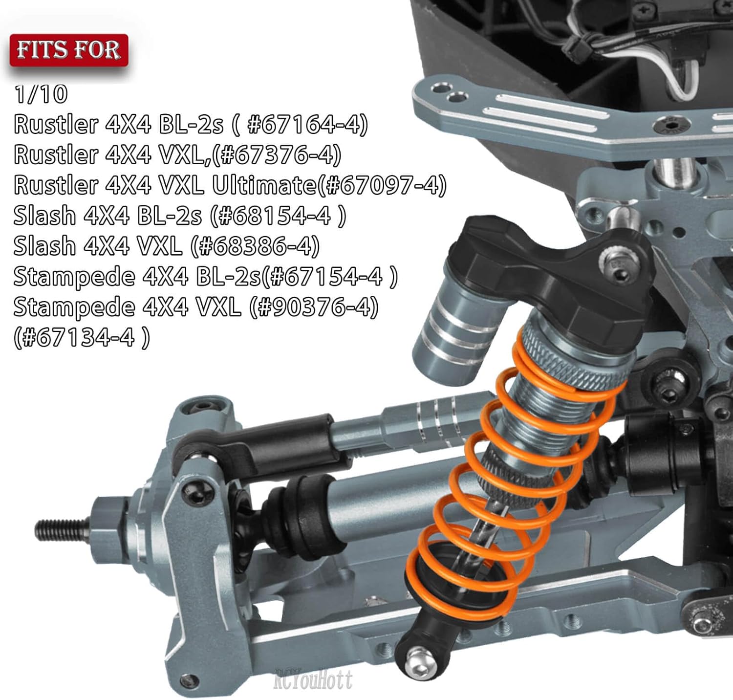RC Upgrades Part for 1/10 Rustler/Slash/Stampede 4x4 4WD VXL,Arm/Shocks/gearbox/37T Diff Gear/Caster Block,Steering Blocks/Stub Axle Carriers/Drive Shaft/Shock Tower/Links,Titanium