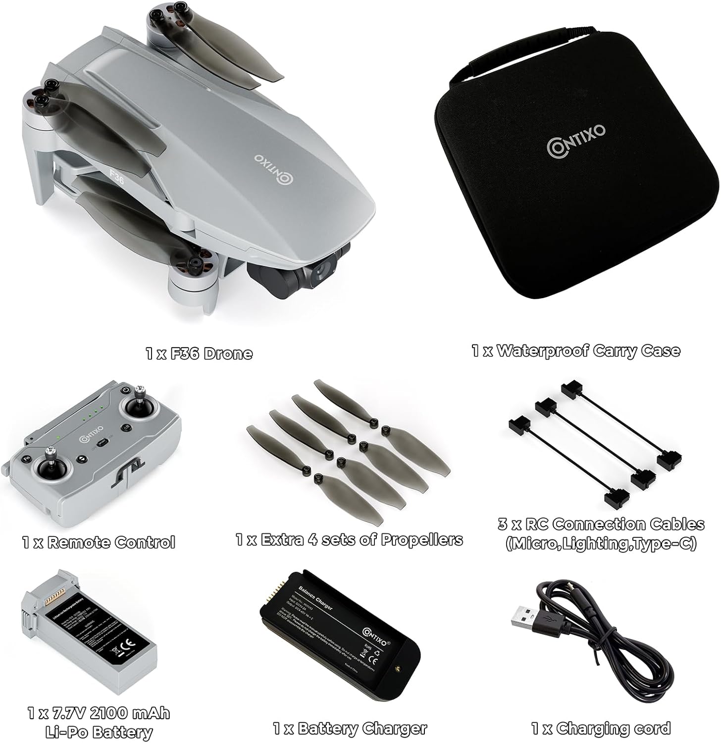 Contixo F36 GPS Drone with 4K Camera, 3-Axis Gimbal Stabilizer, 2 Miles Long Range, 25 Min Flight, Optical Flow, Brushless Motors, Follow Me, One Key Return FPV Drones, No FAA Registration Needed