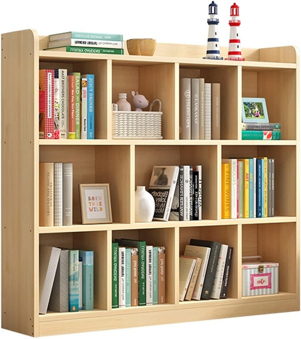 KIRANDY Solid Wood Bookshelf Rack, Small Living Room Storage Cabinet, Children's Simple Lattice Bookcase (Color : 180x114x24cm)