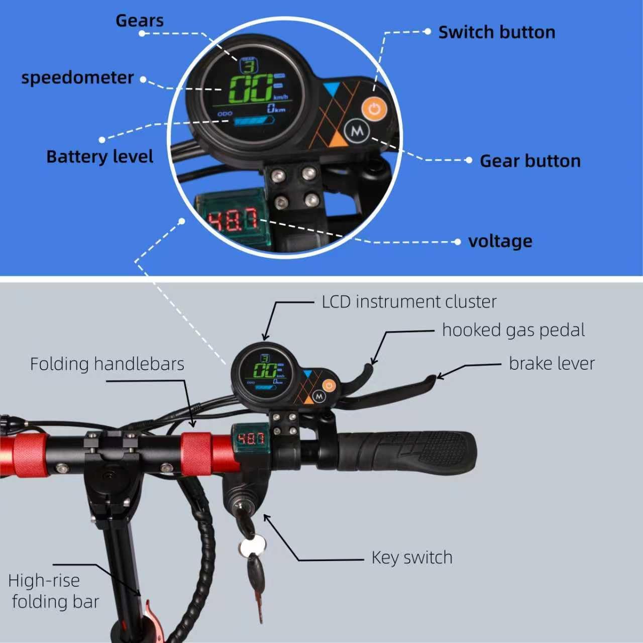 U7 1000W Off-Road Electric Scooter for Adults, 28-30MPH & 28Miles Range, 10