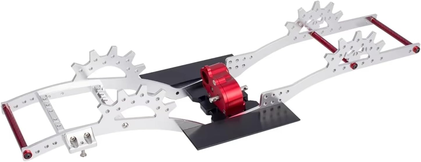 for Capra for SCX10 II VS4-10 1/10 Aluminum for LCG for Chassis Kit Frame Rails with Gearbox Double Servo Mount RC Rigs Crawler Upgrade RC Car Upgrade Part(Silver)