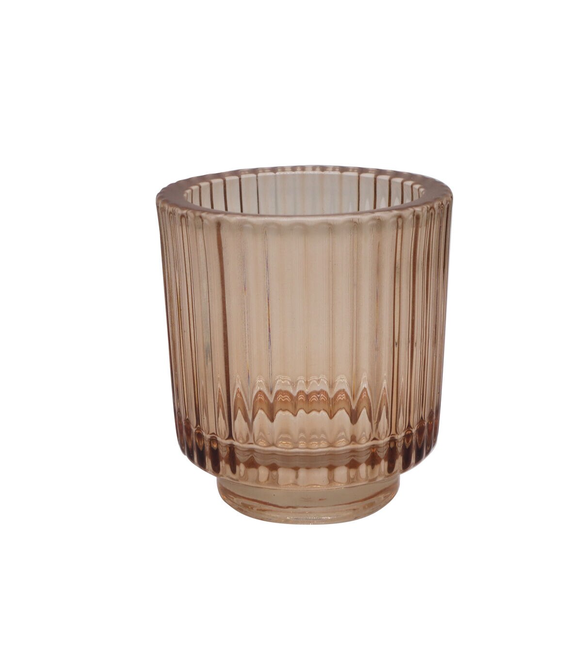 3 Brown Glass Ribbed Candle Holder by Place & Time