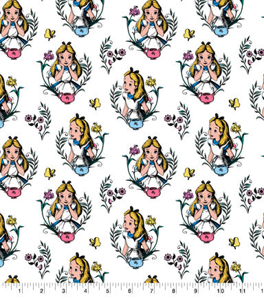 Alice In Wonderland Ink Disney Cotton Fabric