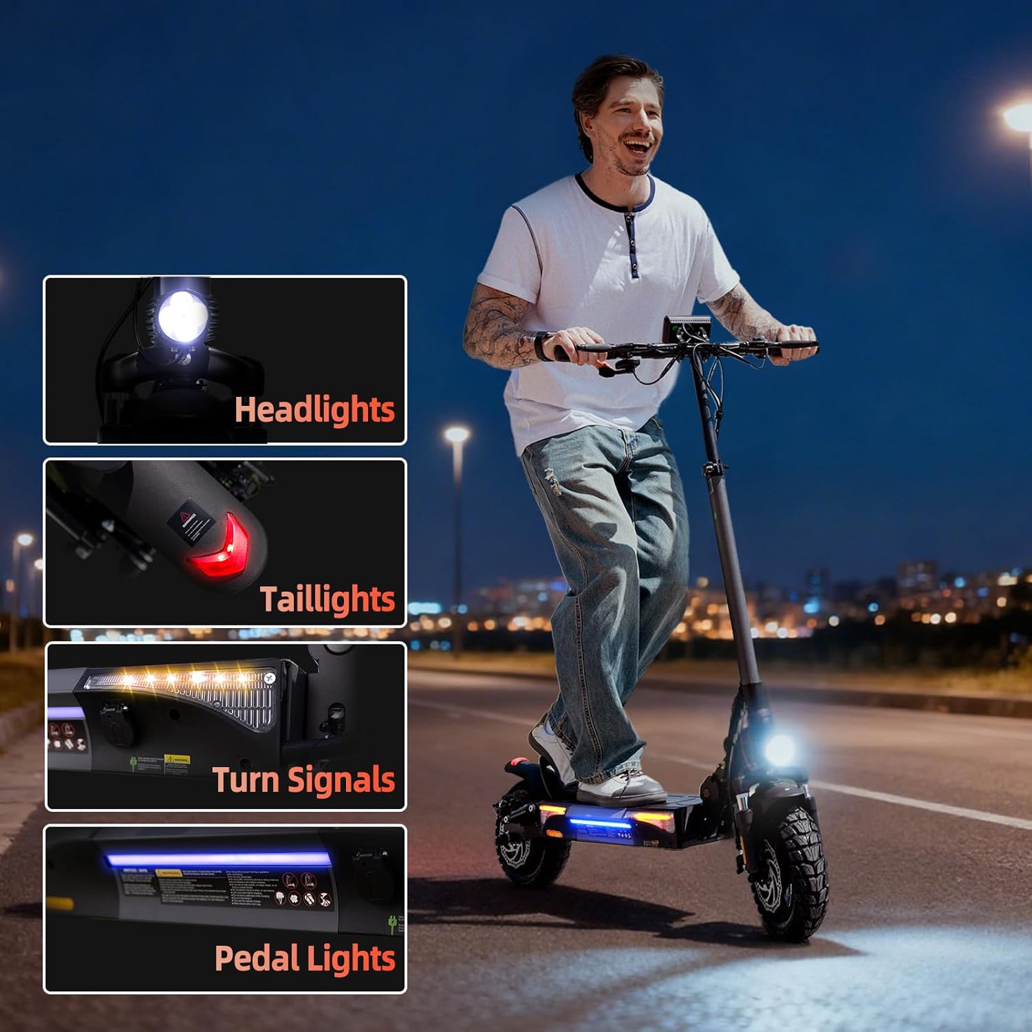 Electric Scooter, 500W/1000W/1500W Peak Powerful Motor, 18/25/28 Top MPH, 23/28 Miles Range, 8.5