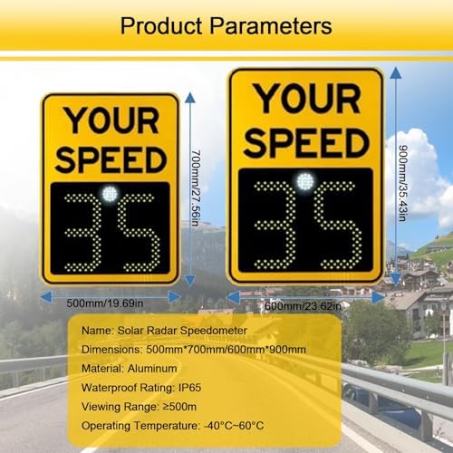 Solar Powered Radar Speed Display Sign, Flashing Speed Limit Indicator for Roads & Neighborhoods, Solar Speed Limit Sign (50x70cm / 20x27in) - Enhance Traffic Safety!