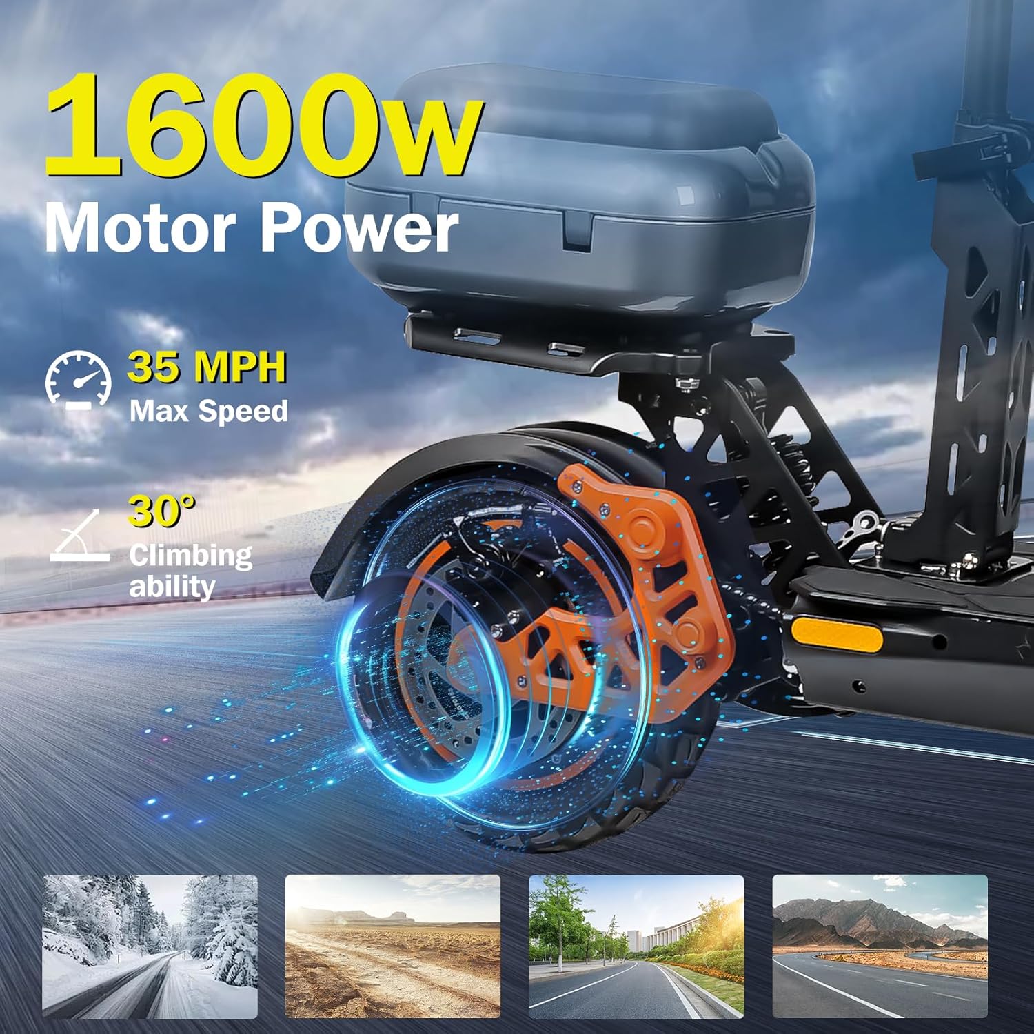 Electric Scooter Adults 1600/2000W Motor 50 Miles Long Range & 30/35 MPH Top Speed 10