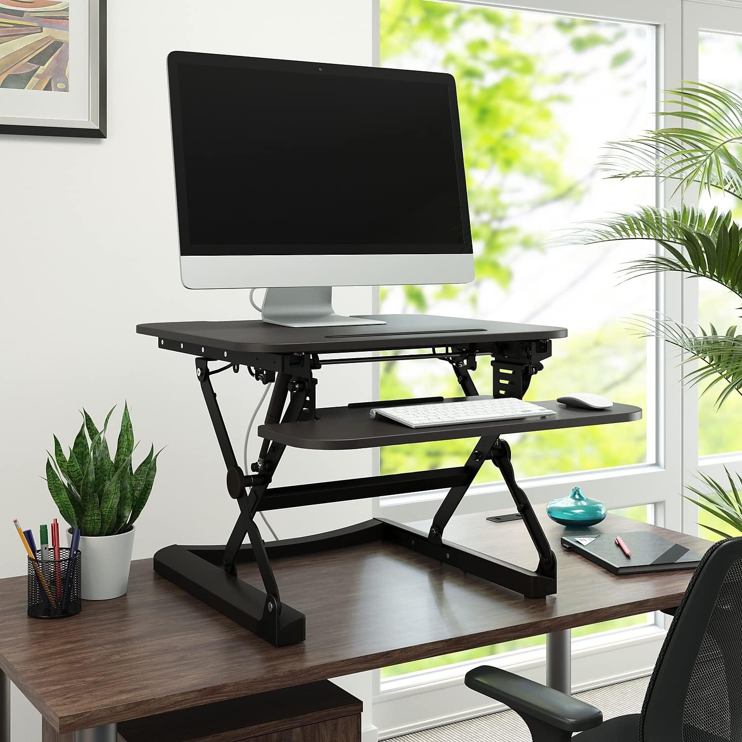Union & Scale Staples Flexfit 27-inch Adjustable Desk Riser, Black, 2/Pack (UN44901-CCVS)