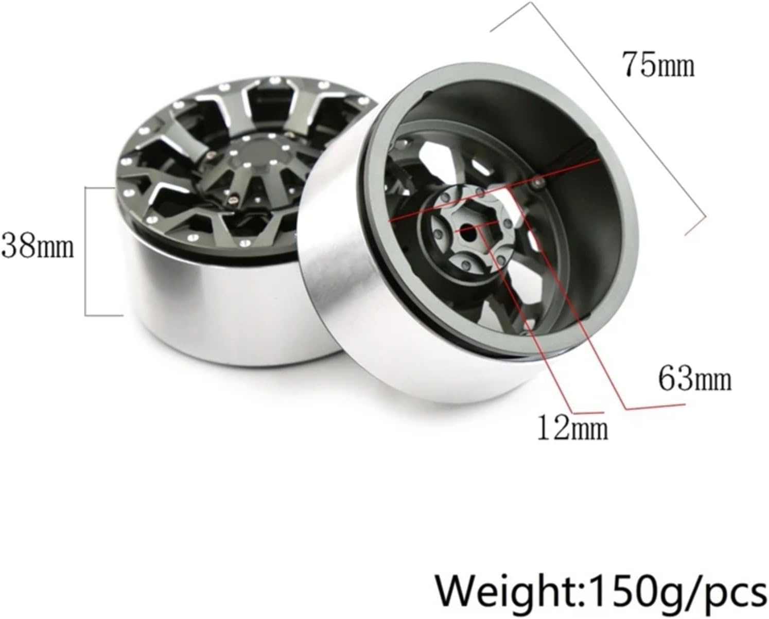 RC Car Parts for Axial for SCX10 for Wraith RR10 for Capra for Traxxas for TRX4 1/10 4Pcs RC Crawler Car Metal Beadlock Wheel Rim 2.6 Inch Upgrade Parts