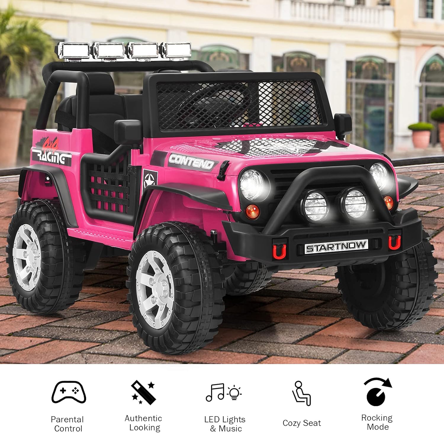 MAT EXPERT 2 Seater Ride on Car for Kids, 12V Battery Powered Toddler Car with Remote Control, Spring Suspension, LED Light, Music & MP3, Electric Vehicle Truck Kids Car for Boys & Girls (Pink)