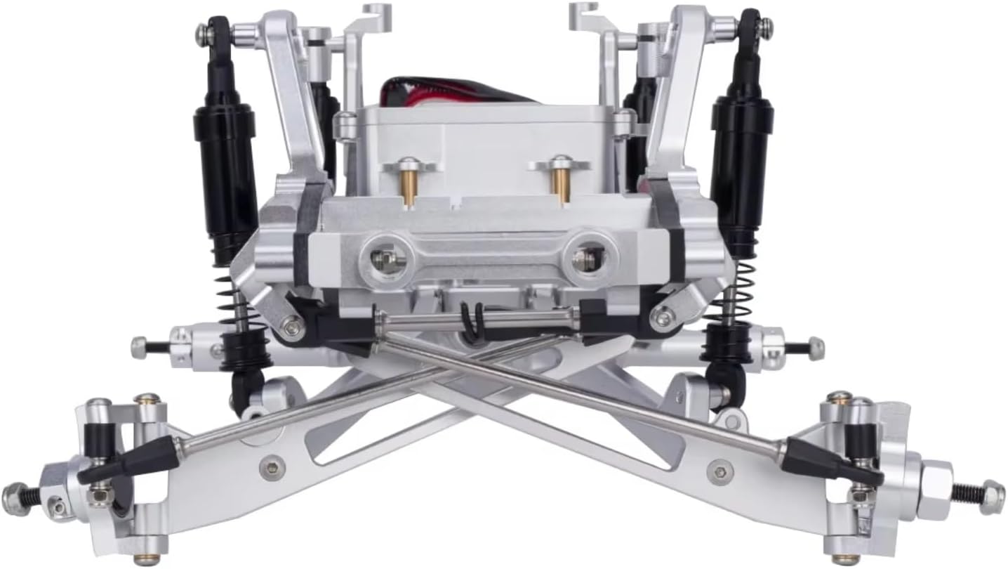 for Axial for SCX10 I II III for TRX4 for Desert Truck for Capra 1/10 CAC Aluminum Twin I-Beam 2WD Pre-Runner for Chassis Kit RC Crawler Upgrade RC Car Parts(Silver)