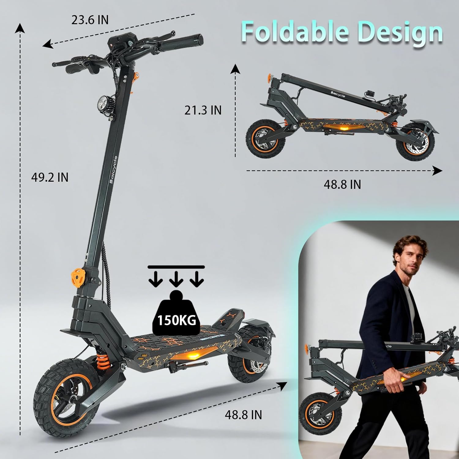 Electric Scooter, 1600W High-Power Motor, 36MPH Max Speed, 40-Mile Long Range, 48V/23.4AH Large-Capacity Battery, 10