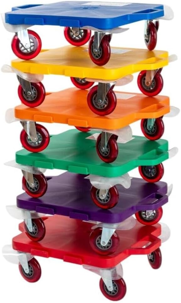 Cosom Scooter Board, 16 Inch Premium Sit & Scoot Board with 4 Inch Non-Marring Performance Wheels, Double Race Bearings, & Safety Handles, Physical Education Class Equipment