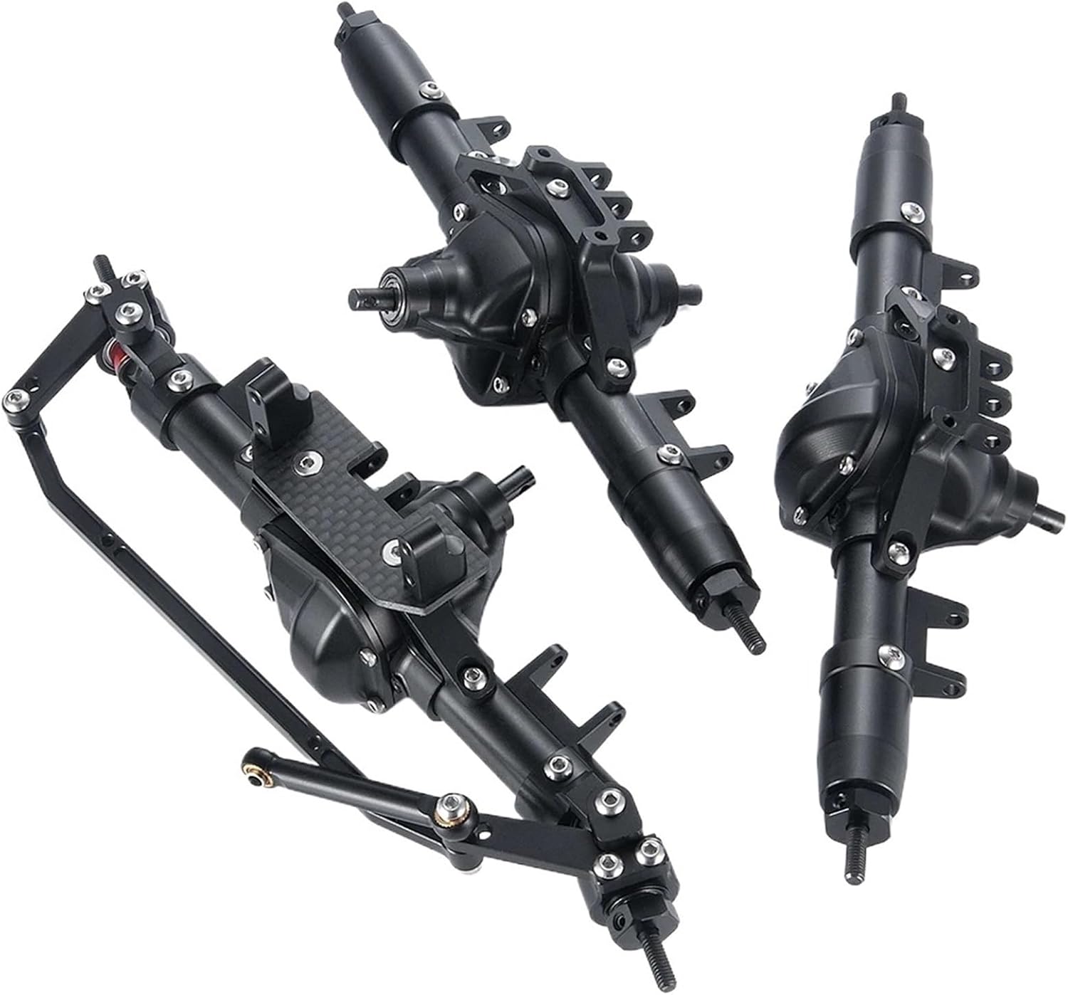 RC Vehicle Axles Compatible with Axial for SCX10 1/10 RC Rock Crawler Car CNC Metal Portal Axle Front Middle Rear Straight Axle RC Car Upgrade Parts(Front axle+Middle axle+Rear axle)