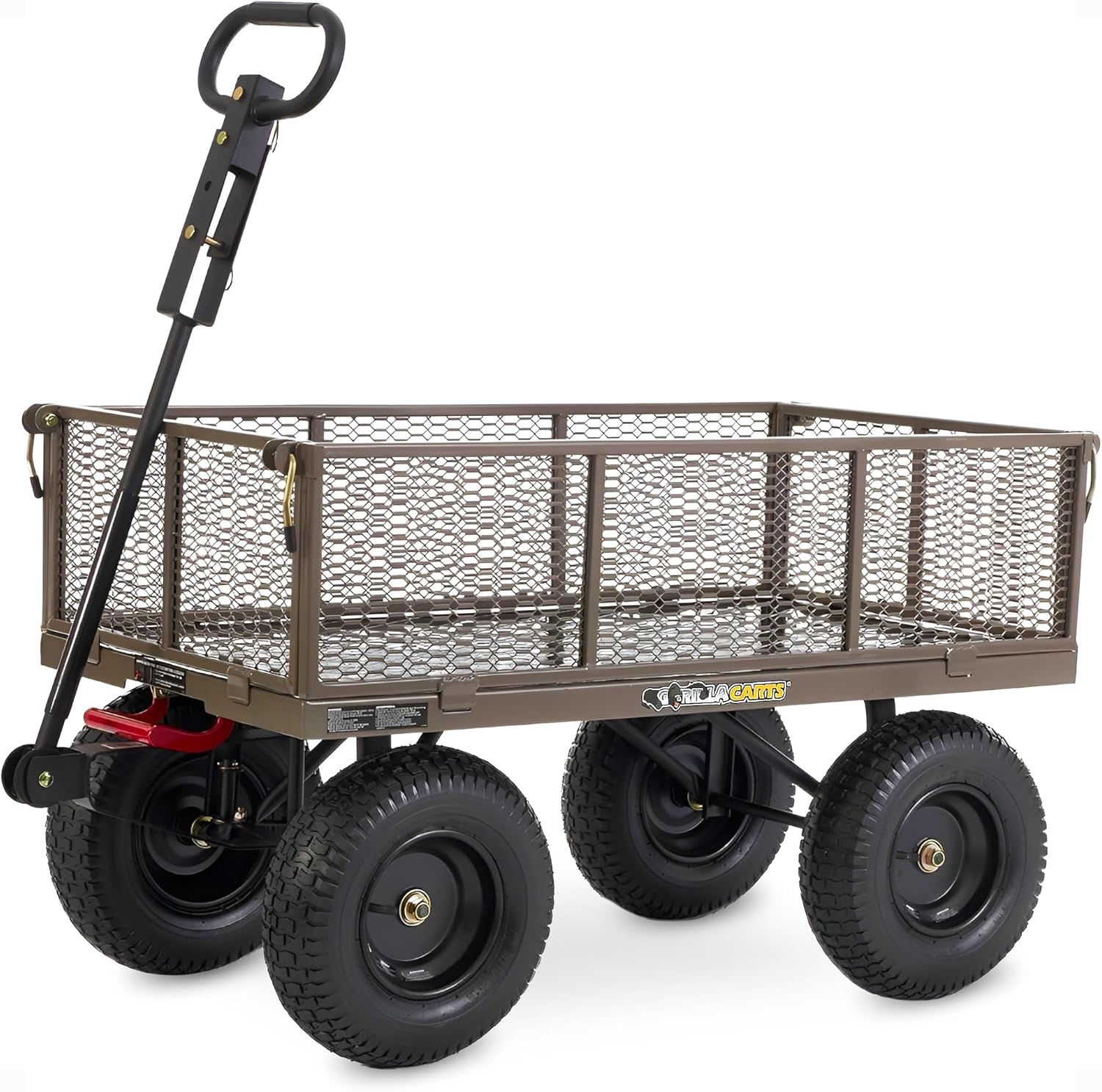 Gorilla Carts Steel Dump Cart, 5 Cu Ft Bed, 1200 lb Load Capacity, Gray – Towable Heavy-Duty Outdoor Utility Wagon with Removable Side Panels for Yard, Lawn, Garden or Landscaping