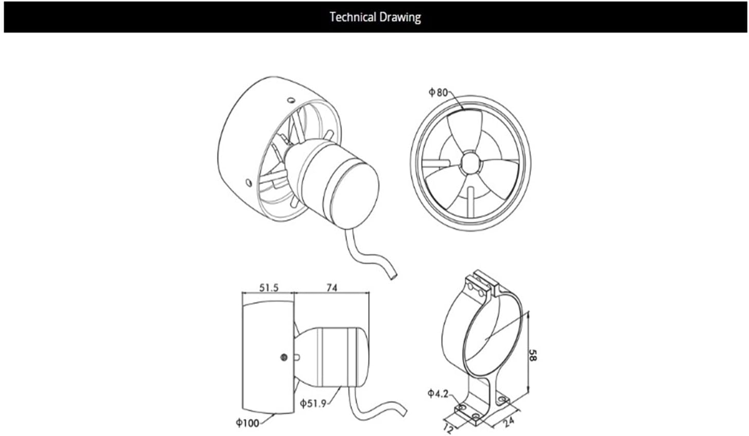 Underwater Thruster SW7, Brushless Motor ROV Dynamics Motor