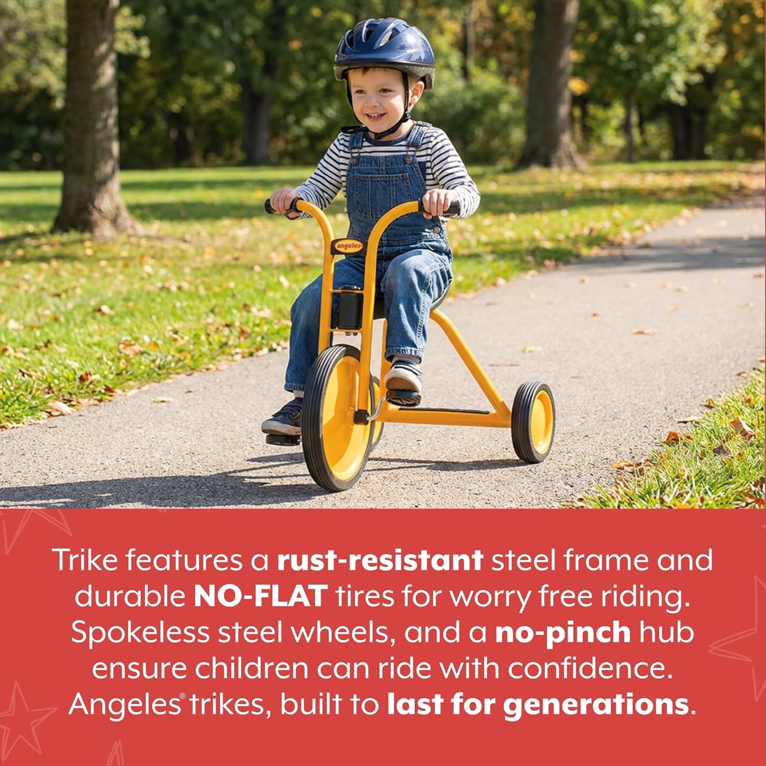 MYRIDER Toddler Trike, Kids Tricycle for Preschool, Daycare, Playground Kids Tricycles, Rubber Tires, Yellow/Black, 14.5