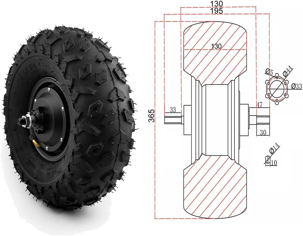 L-faster 24V 36V 48V 350W Wheelbarrow Cart Gear Hub Motor Kit Off Road 14.5 Inch Wheel (24V 350W)