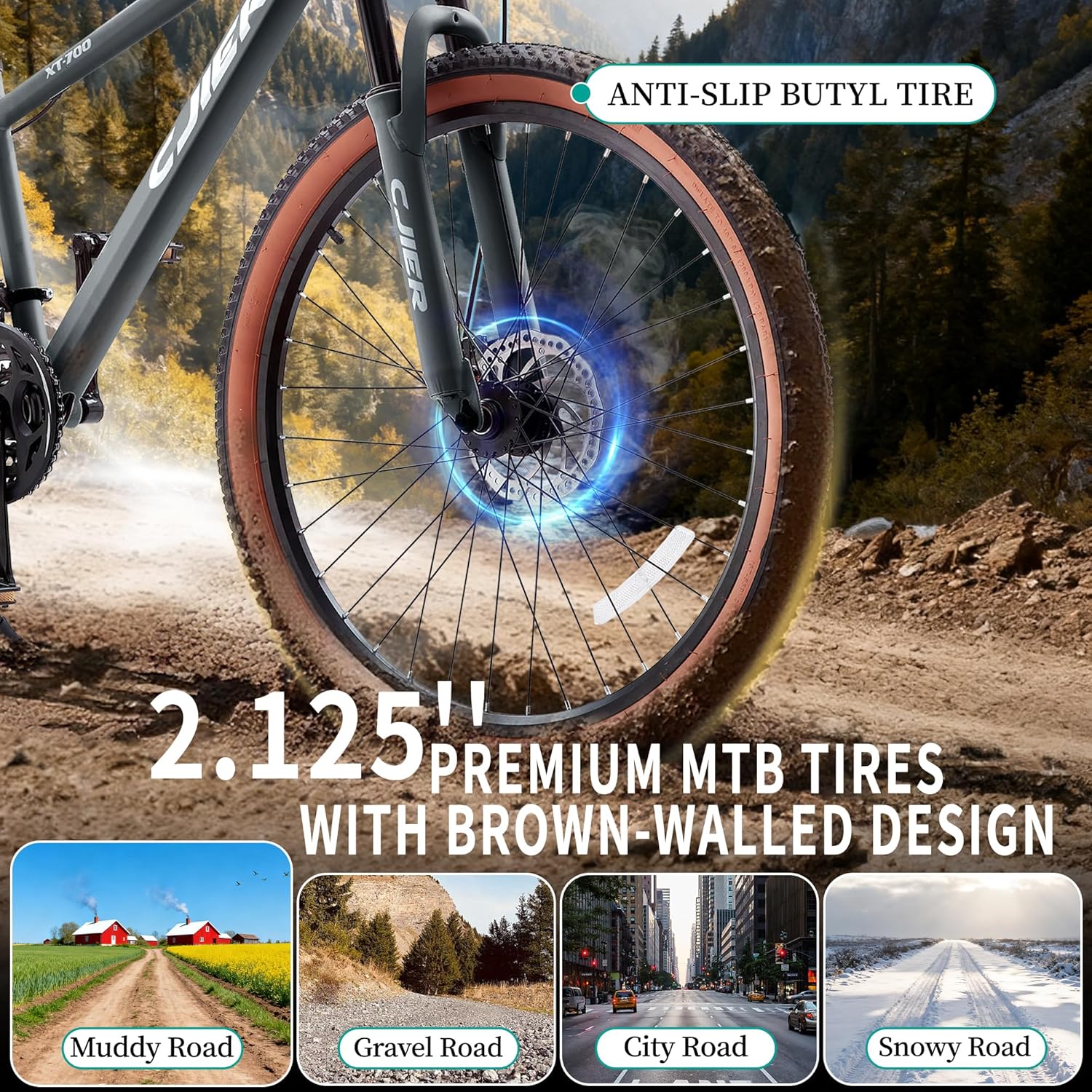 Pipleo 24/26 inch Kids Mountain Bike for Boys/Girls/Men/Women 21 Speeds Kids Bike, 2.125'' Tires MTB Bicycle with Suspension Fork, Disc Brakes, Internal Wiring Frame, Auxiliary Handle