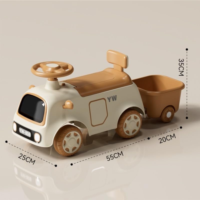 Wiggle Scooter Ride On Push Car with Trailer Indoor Outdoor Riding Toys for Kids with Under-seat Storage Light Music(Green,with Trailer)