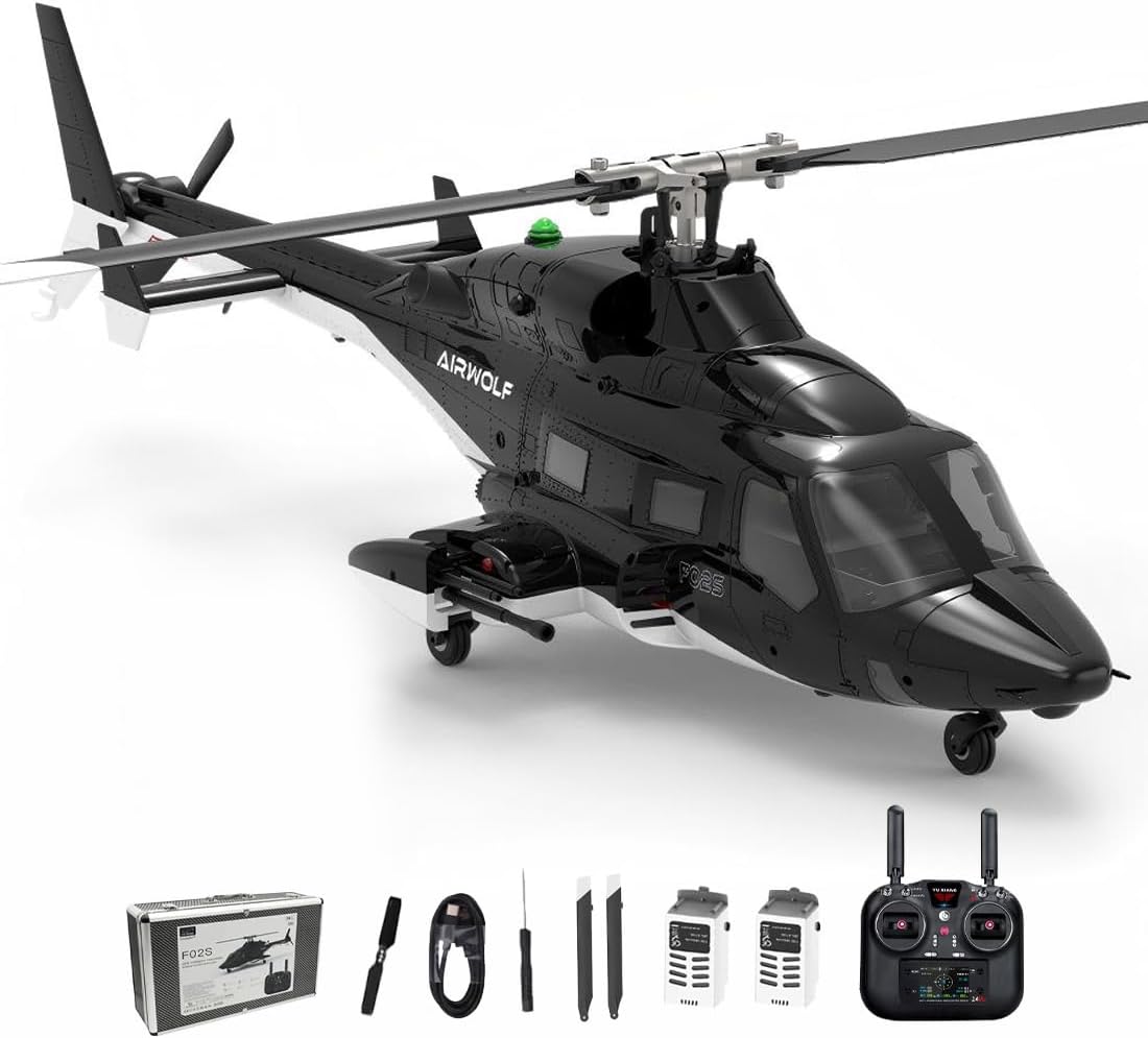 YU Xiang Air-Wolf Replica GPS RC Helicopter with Optical Flow Radar, F02S 1:34 Scale 8CH Dual Brushless Motors RC Helicopter with Telemetry Transmitter & Metal Servo for Pro Enthusiast - RTF