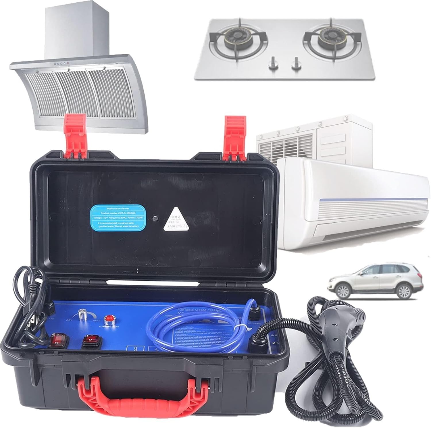 High Pressure Handheld Steam Cleaner, Portable 3000W High-Temperature Steamer For Car, Home, Kitchen, Bathroom(220v#3000w)