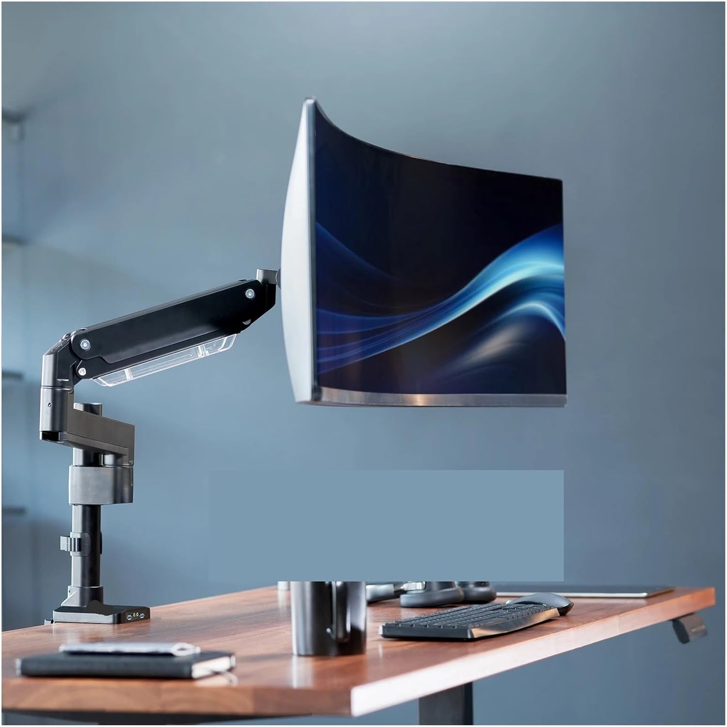 Single Stand Bracket Desk Mount Arm with U Port for 49 Inch