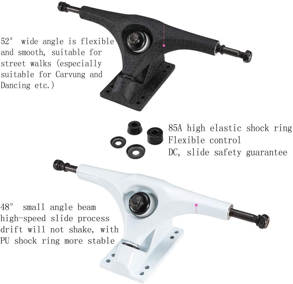 Longboard Complete Board 120×25cm Dancing Cruiser Double Kick Deck Skateboard 7 Layers Maple Boards ABEC-9 Bearings for Youths Adults Kids Beginners (B)