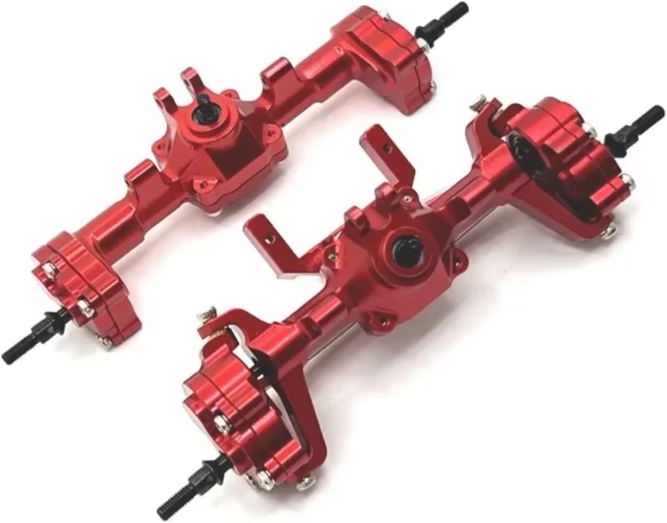 RC Axle Spare Parts For FMS For FCX24 Xiaoqi Crusher K5 1/24 Metal Front And Rear Portal Axle Kit Assembly RC Car Parts Upgrade Accessory(Red,1set)
