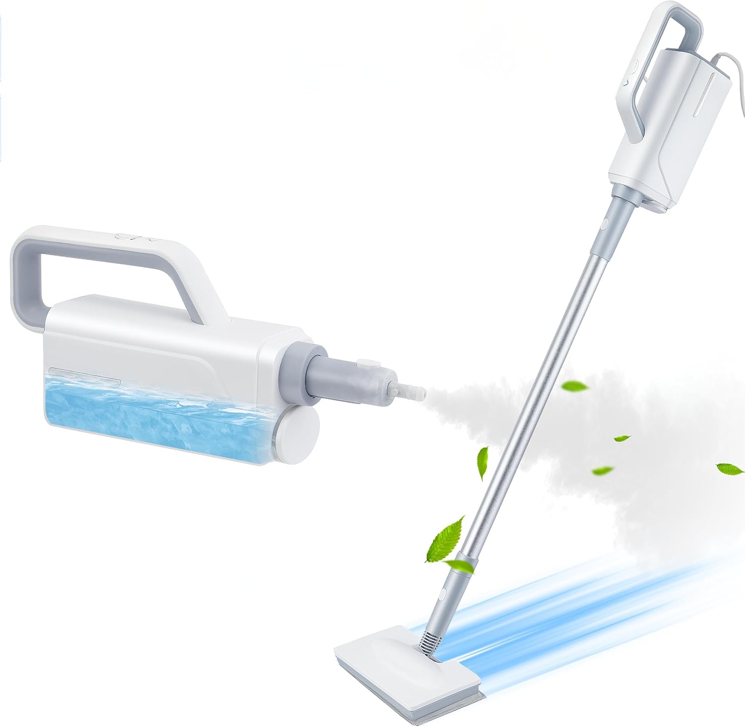 ALILYY Steam Mop Cleaner Handheld Steamer Scrubbing Steam Mop for Hard Floor,Tiles,Carpet,Windows,Furniture,White