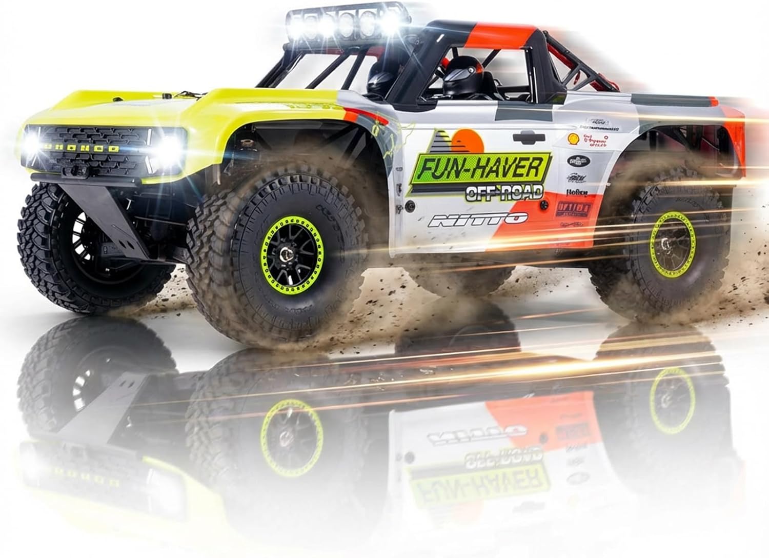 FMS 1/7 Ford Bronco RTR EB Fast RC Truck – Licensed by Ford & RTR Vehicles, 80km/h Short Course Truck, 4WD Brushless RC Car, CNC Metal Parts, Off-Road Rock Crawler 4x4 for Adults (2024 paint scheme)