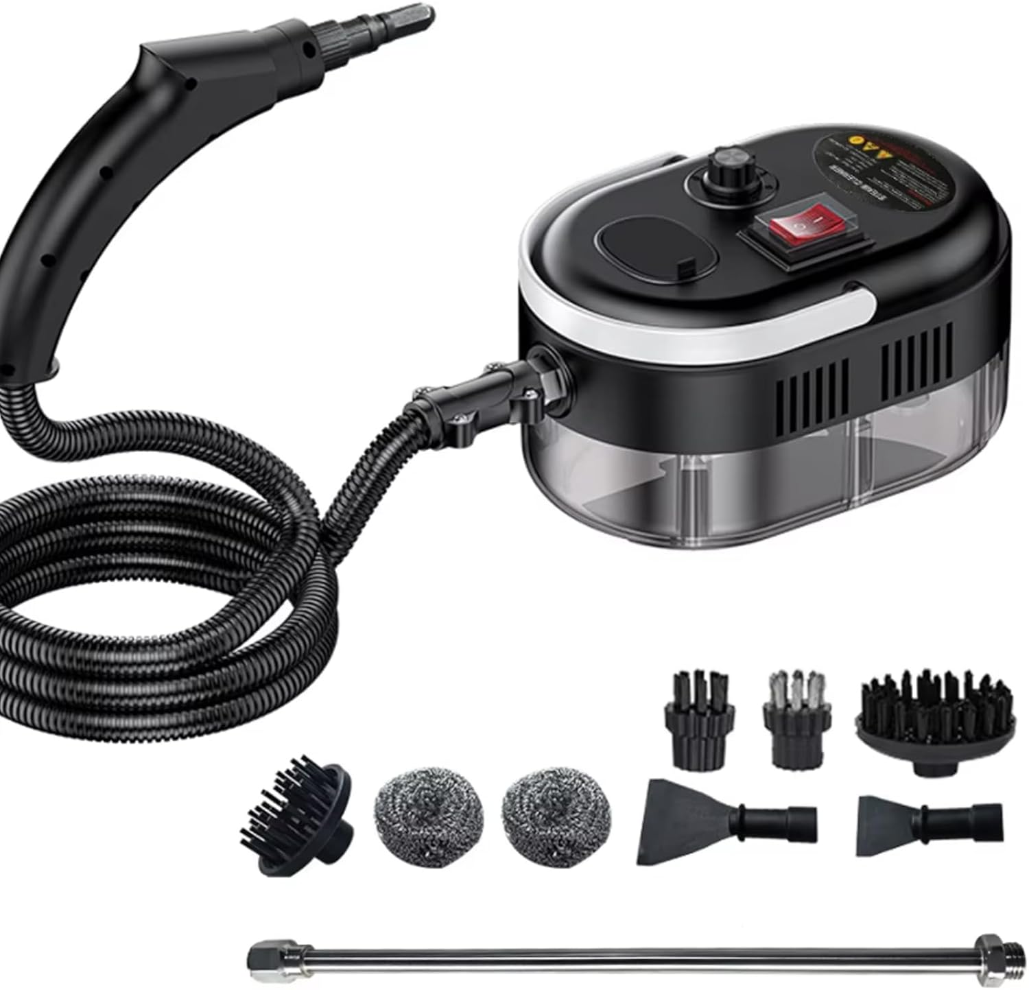 TREEYX Steam Cleaners, 2500W Portable Steam Cleaner Handheld 6 Speeds for Home Kitchen Use, Steamer Cleaning Machine for Cleaning Upholstery (Black 220V)