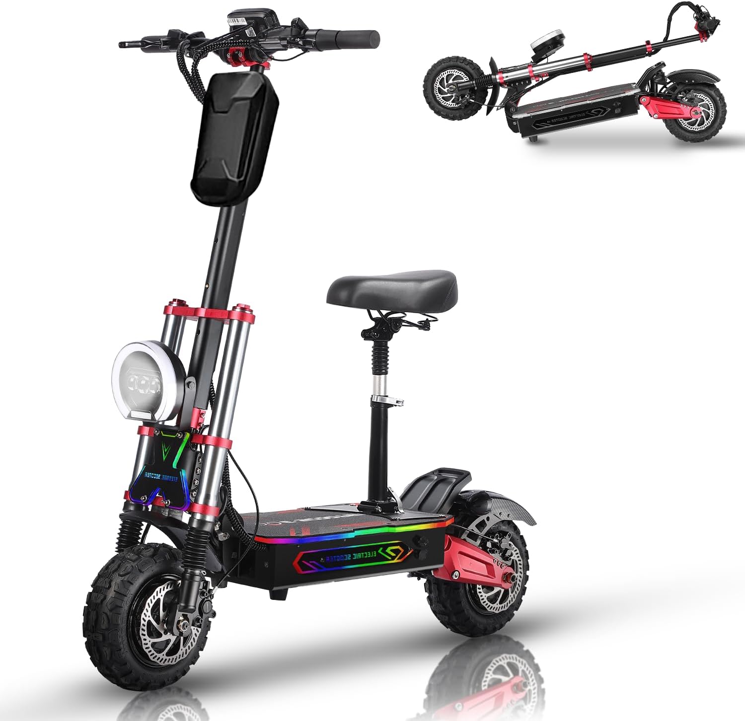 Fast Electric Scooter for Adults 52MPH 60V 38Ah Escooter 6000W Dual Motor Up to 75 Miles Folding E-Scooter with Seat 11