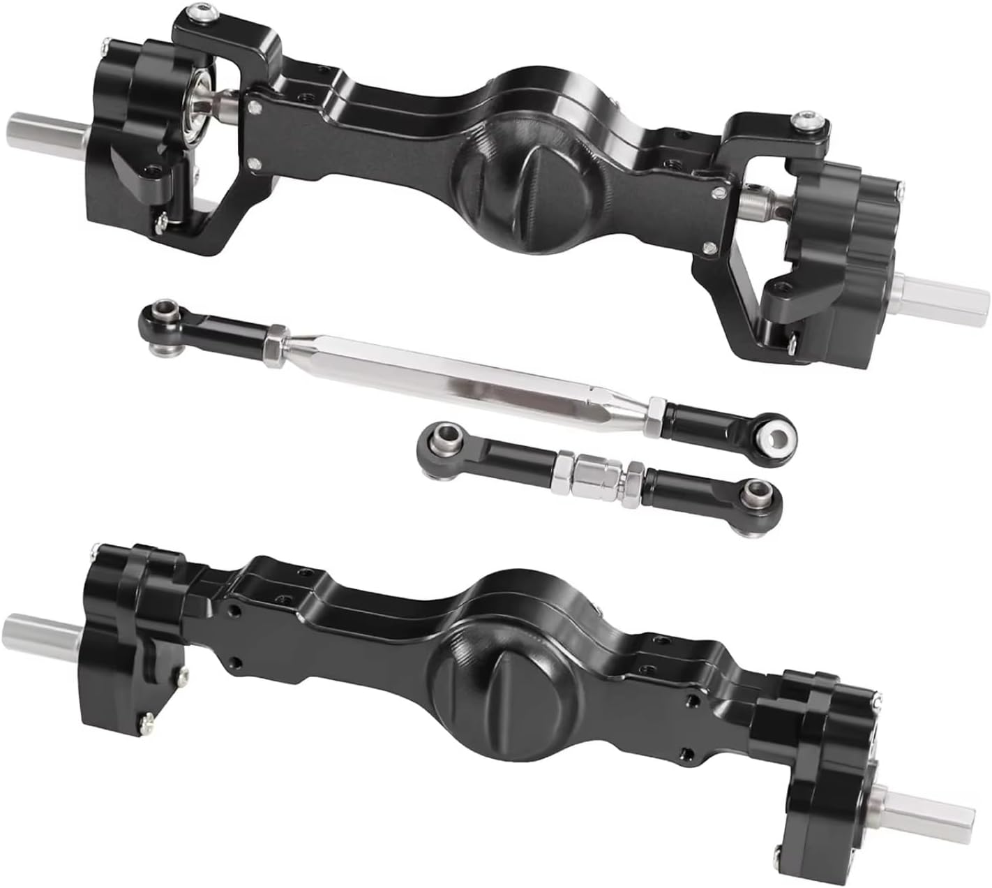 RC Axle Models For WPL 1/16 C14 C24 B14 B24 B16 B36 C64 1/10 C74 Metal Front And Rear Axle RC Car Upgrade Parts Model Accessory Assemble(Black,1set)
