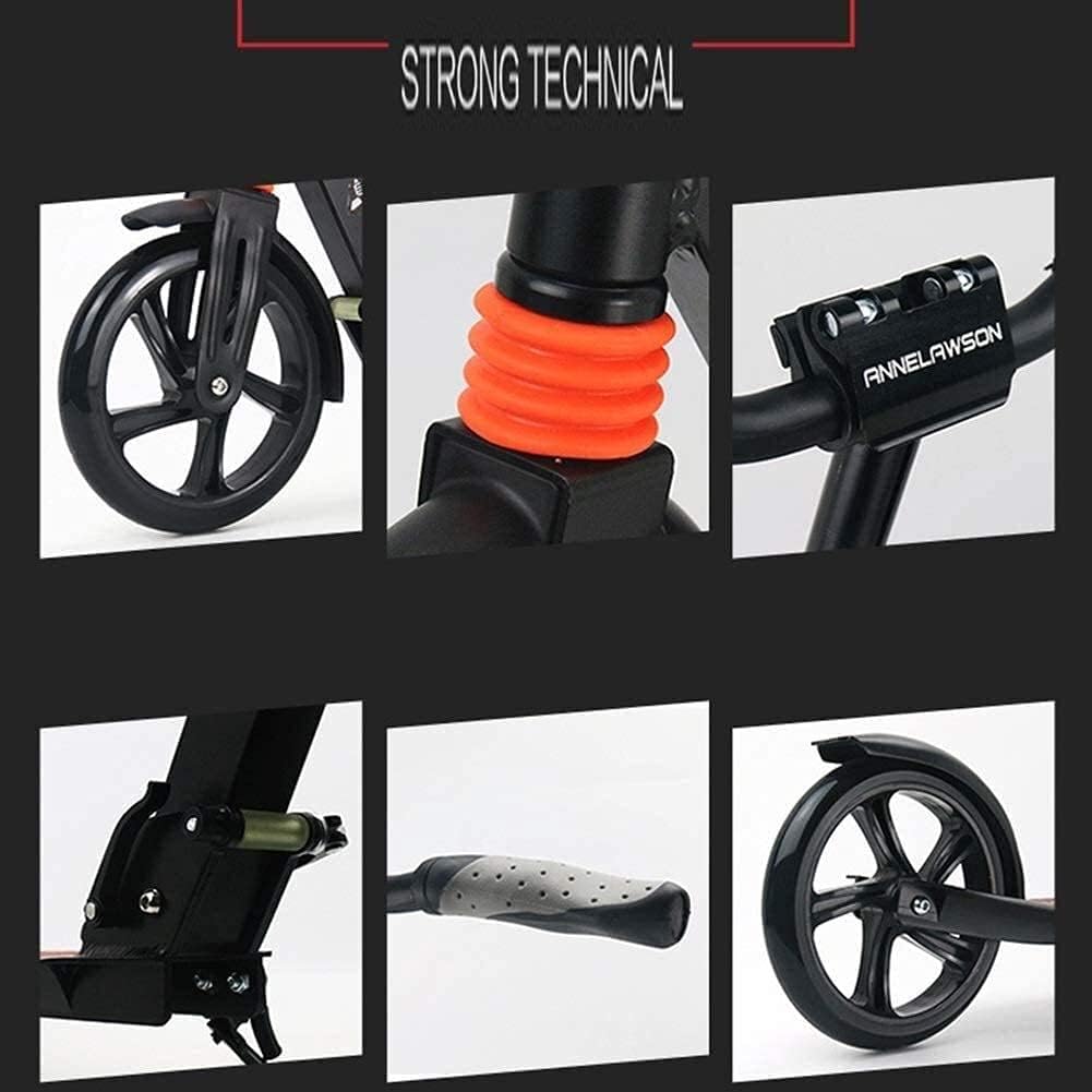 Scooters Kick Scooter for Adults Kids Adult/Teen Kick Scooter with Big Wheels - Foldable Adjustable Portable Lightweight Birthday Gifts for Kids 12 Years Old and Up Support 100kg (Color : Black)