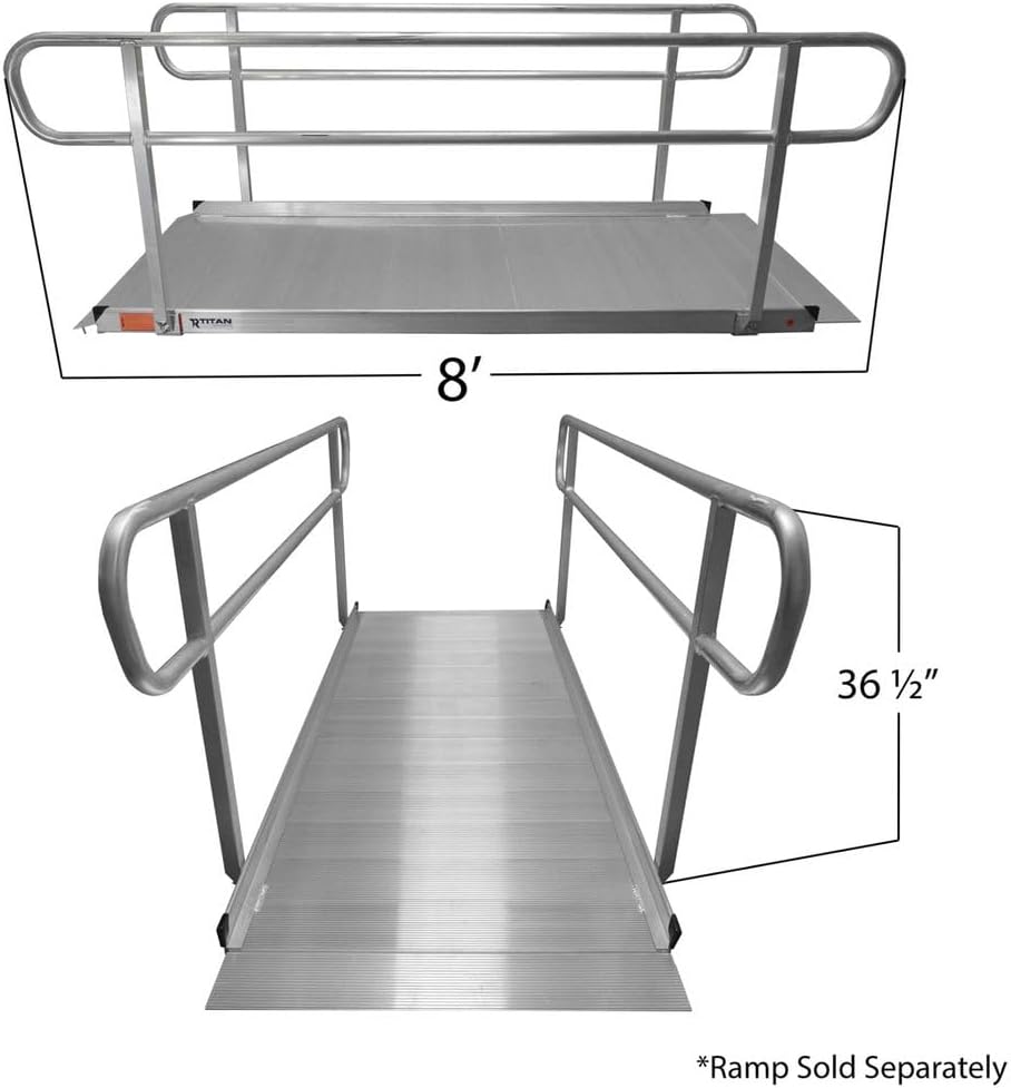 Titan Ramps Handrails for 8' Wheelchair Ramp, Accessory Only, Hardware Included