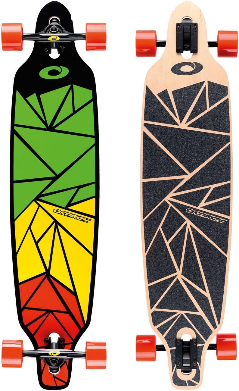 Osprey Twin Tip Longboard 39 inch Canadian Maple Deck, Complete Skateboard, for Adults, Kids and Beginners, Multiple Colours