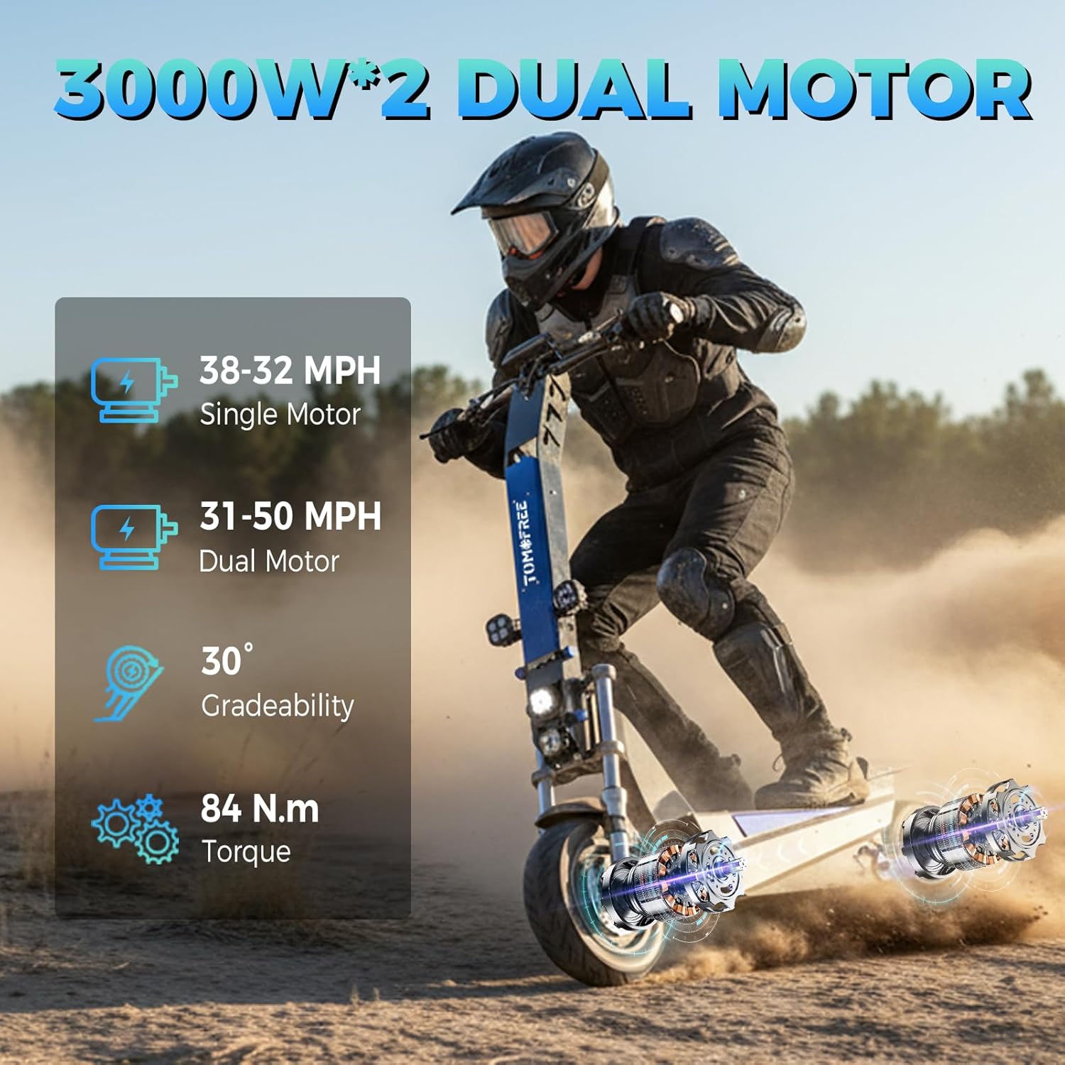 L7 6000W Dual Motor Escooter Adult, Max 50 MPH/45Miles, 60V 35Ah Large Battery, Full Suspension, Hydraulic Brakes, 11