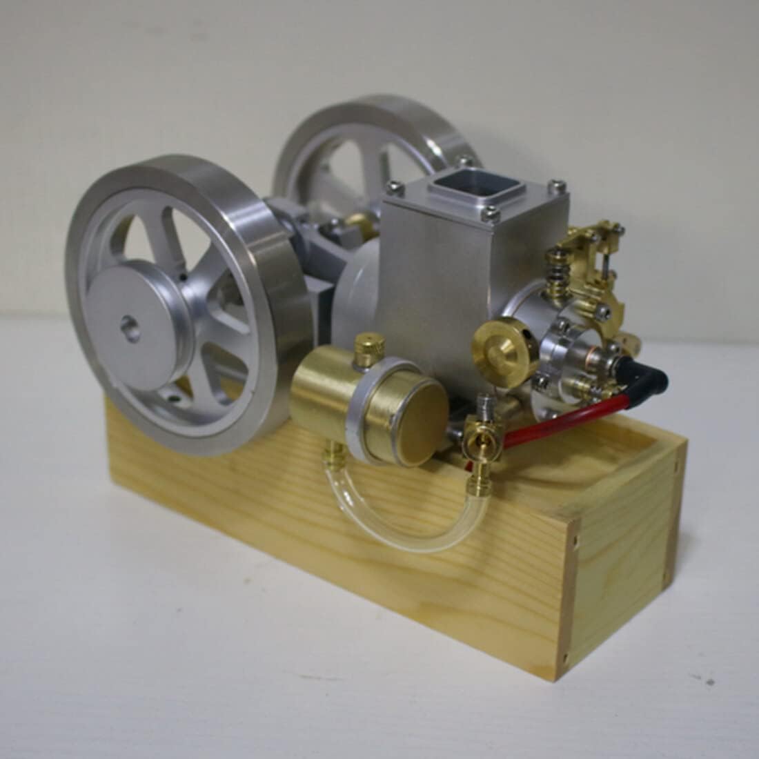 M92 Horizontal Hit & Miss Gasoline Engine Model - 6CC Water-Cooled Internal Combustion Engine with Speed Limiter & Wood Base Ready to Run