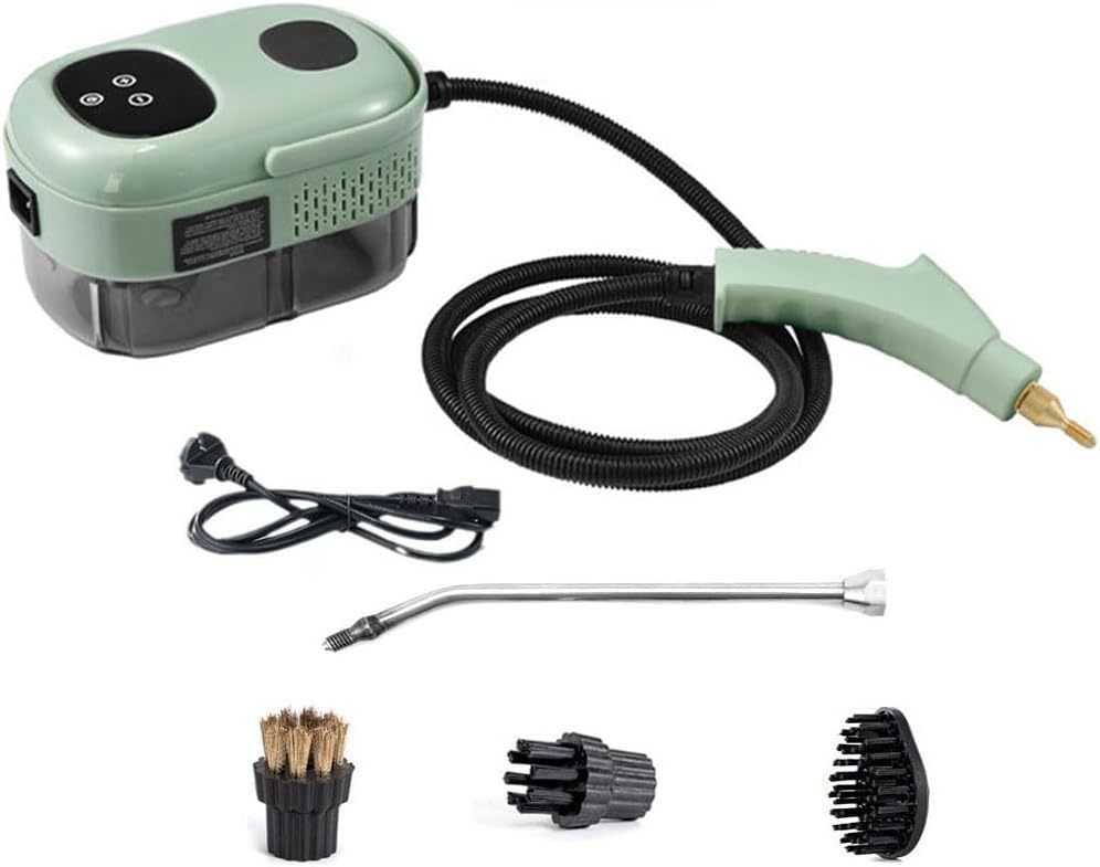 HGTRH Handheld Steam Cleaner, 2500W High Pressure Steam Cleaner for Car Kitchen Bathroom Tiles, Adjustable Speeds of Wallpaper Floor Carpet Car Tiles Upholstery 5pcs touchscreen1000mlC