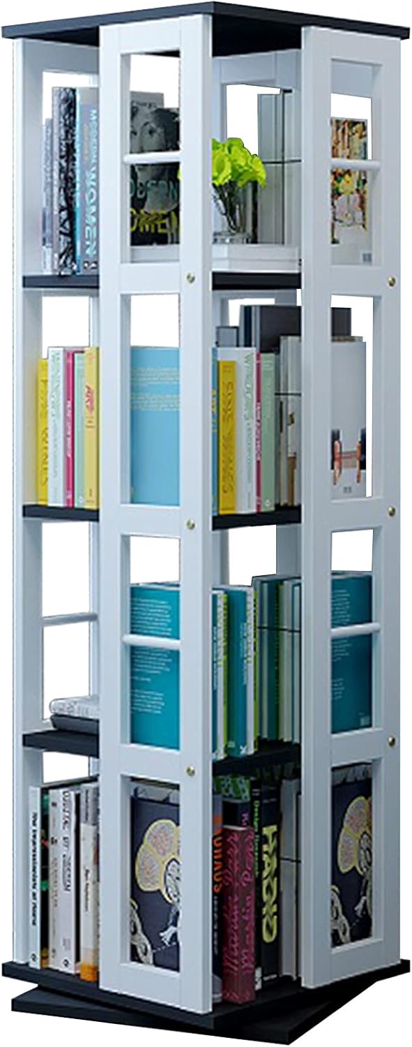 JKGHK Home Revolving Bookcases, 360 ° Revolving Shelf, Modern Minimalist Office/Kids Room Rectangle Bookcase, Creative Steel Frame Structure Multifunctional Storage Rack