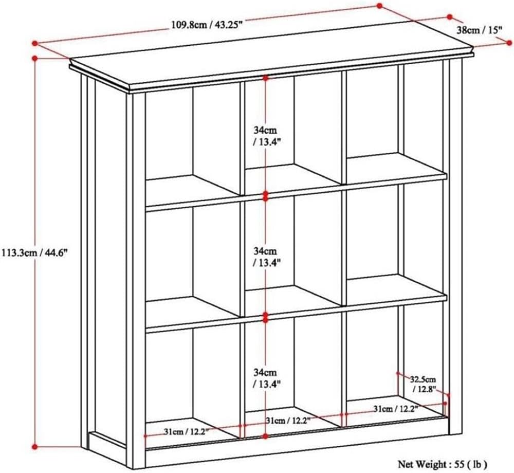Trent Home Wood Transitional 9 Cube Bookcase and Unit in White