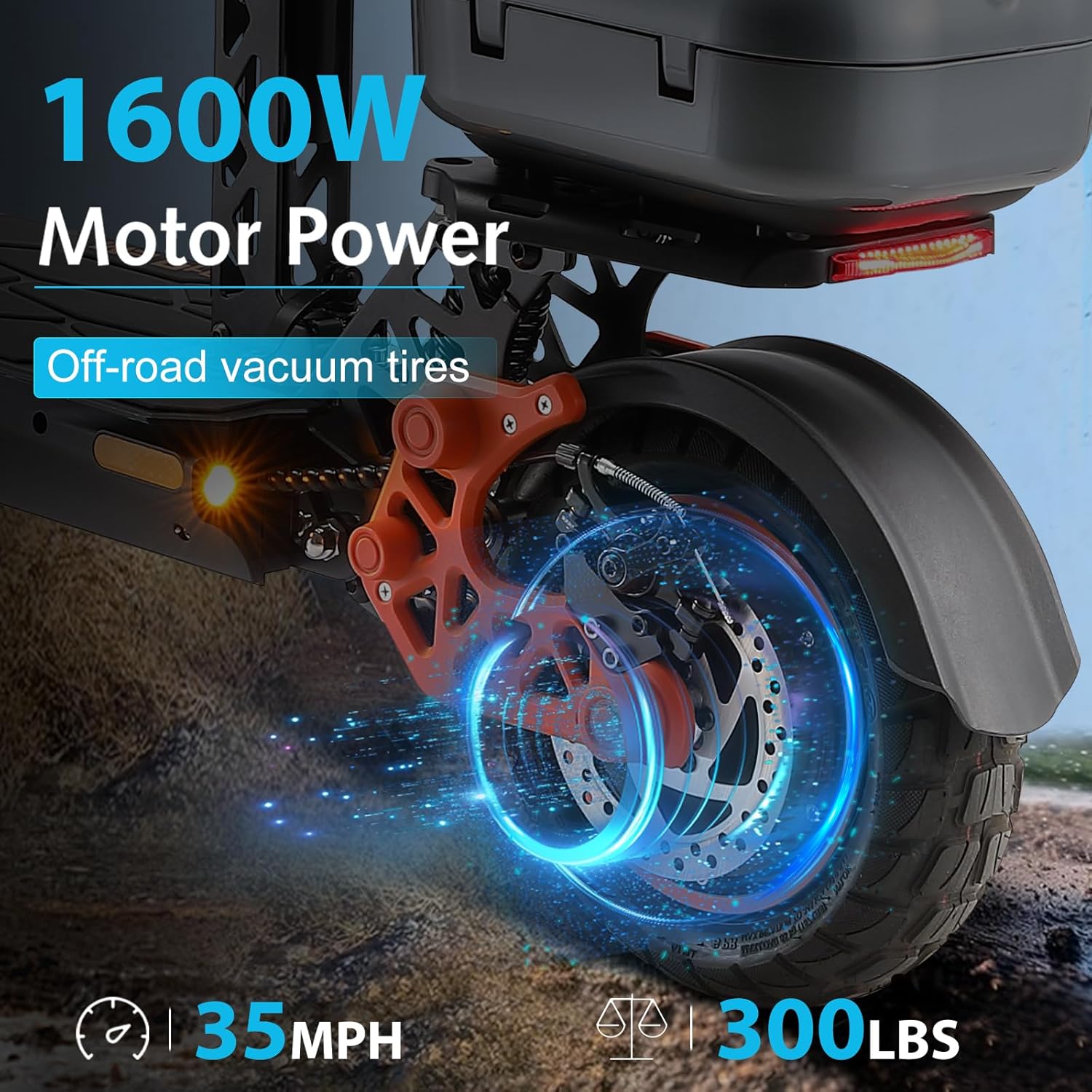 Electric Scooter Adults, 1600 W Motor Up to 50 Miles Range & 40 MPH Top Speed, 10